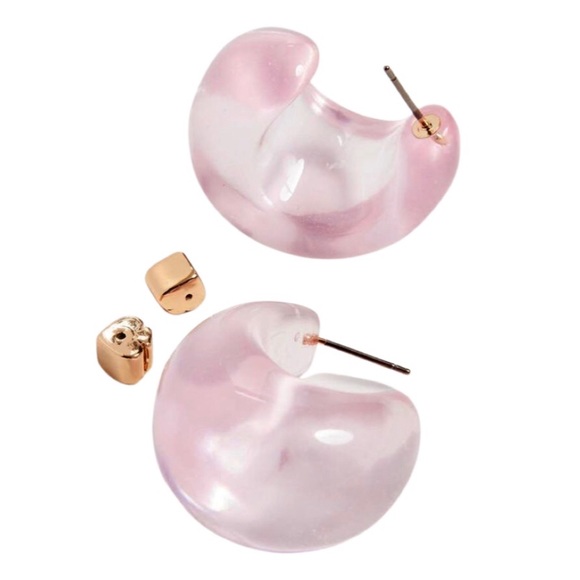 KATE SPADE • Pink Ador-ables Resin Huggies Earrings - Picture 3 of 5